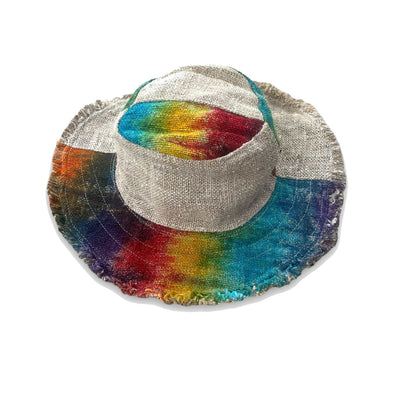 Rainbow Hemp Sun Hat with wire brim Large size, Natural Hippie Beach Panama Hat Unisex , Large